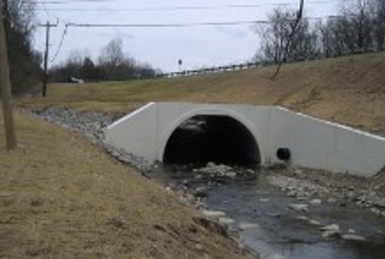 A culvert made from precast concrete.