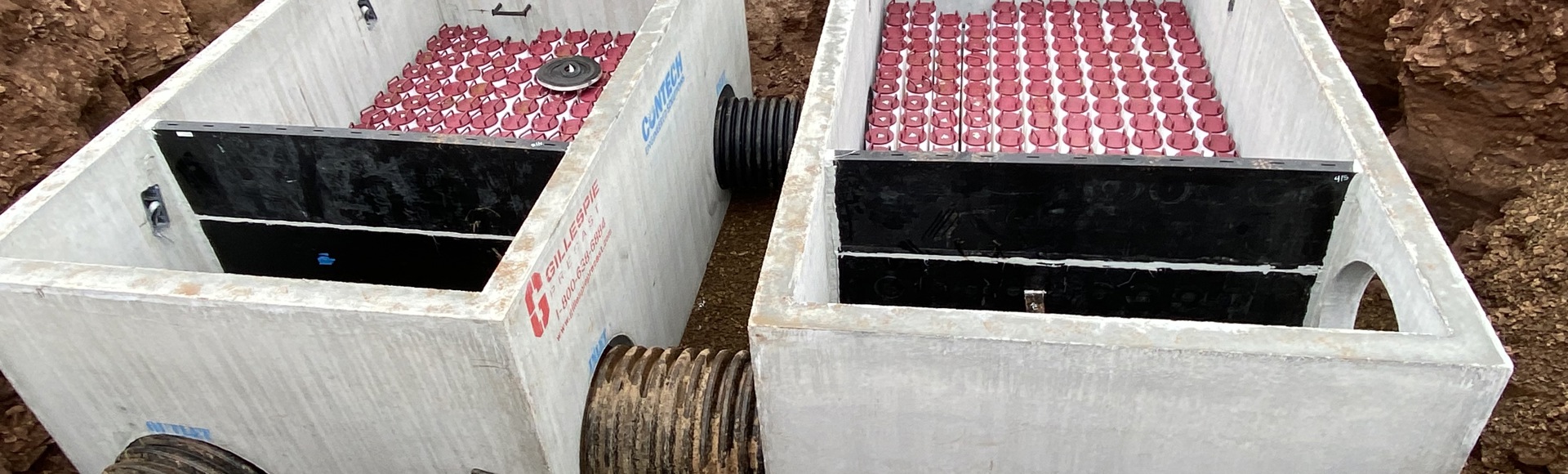 Installation of a Contech Jellyfish Stormwater Treatment System. 