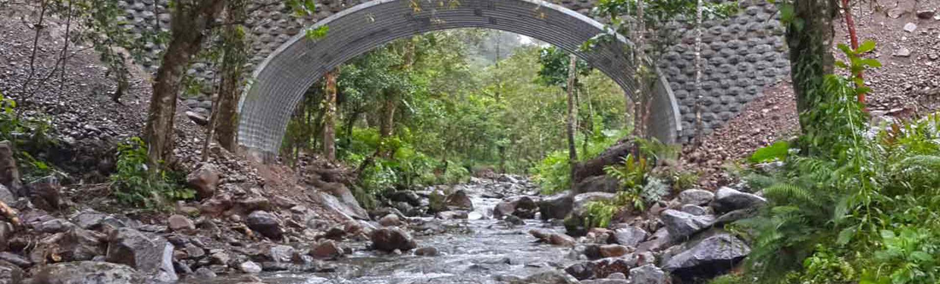 A bridge over a stream made from Contech SUPER-PLATE.