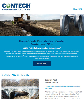 Screenshot of the Contech Site Solutions Newsletter May 2023.