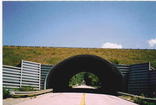 A buried bridge made from structural plate. 