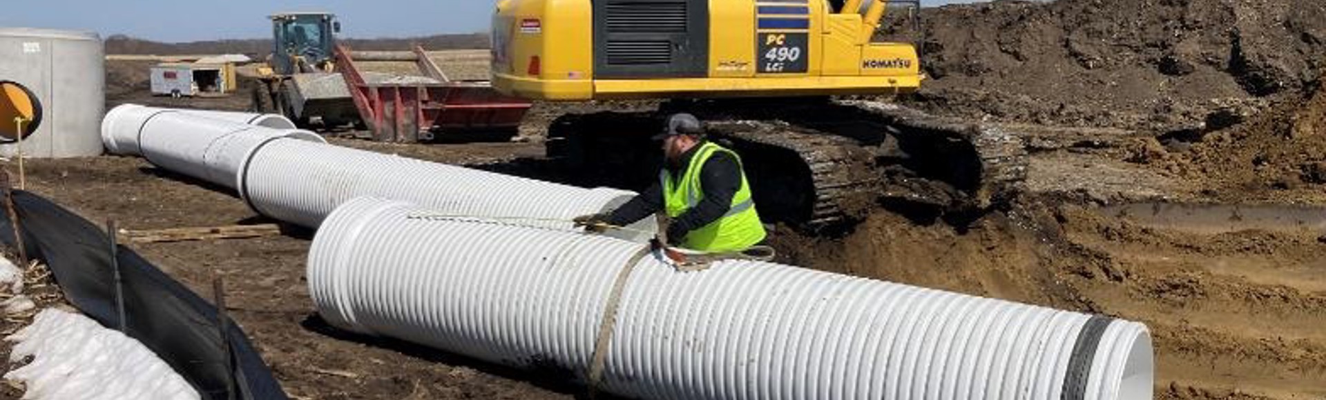 Installation of A-2000 sanitary sewer pipe. 