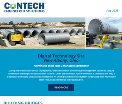 Screenshot of the Contech Site Solutions Newsletter July 2023.