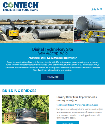 Screenshot of the Contech Site Solutions Newsletter July 2023.