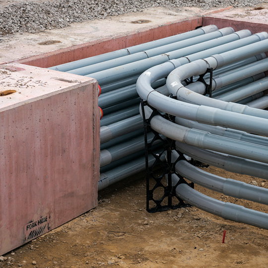 RED-E-DUCT precast electrical duct bank system. 