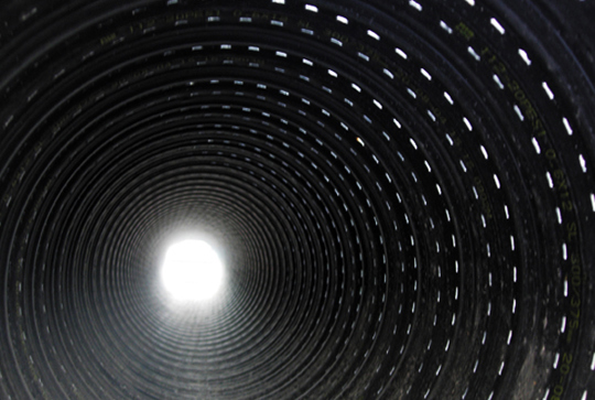 Perforated DuroMaxx steel reinforced polyethylene pipe. 